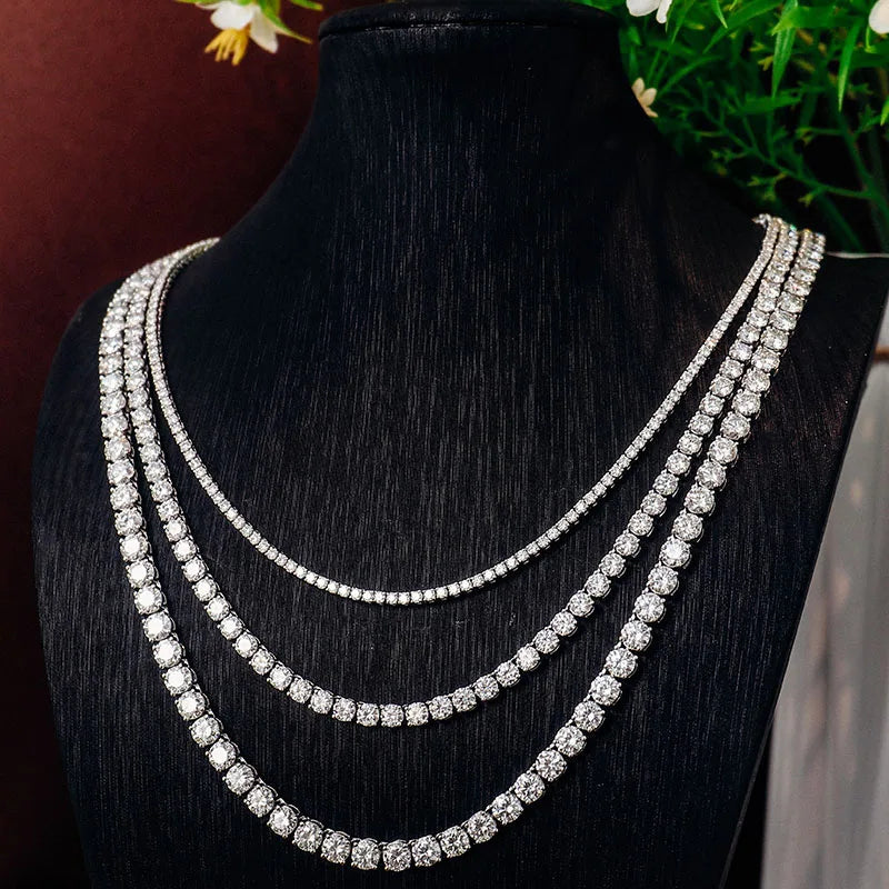 Moissanite Necklace S925 Link Chain Eternity Necklace 4 mm D Color VVS1 Tennis Necklace