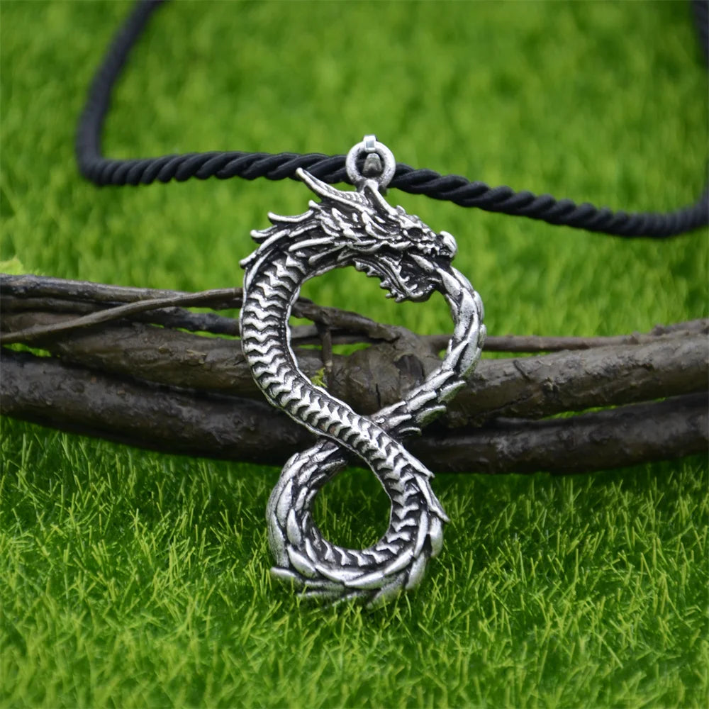 Vintage Dragon Necklace Pendant Gothic Accessories Amulet Viking Runes Jewelry Necklace Women Men
