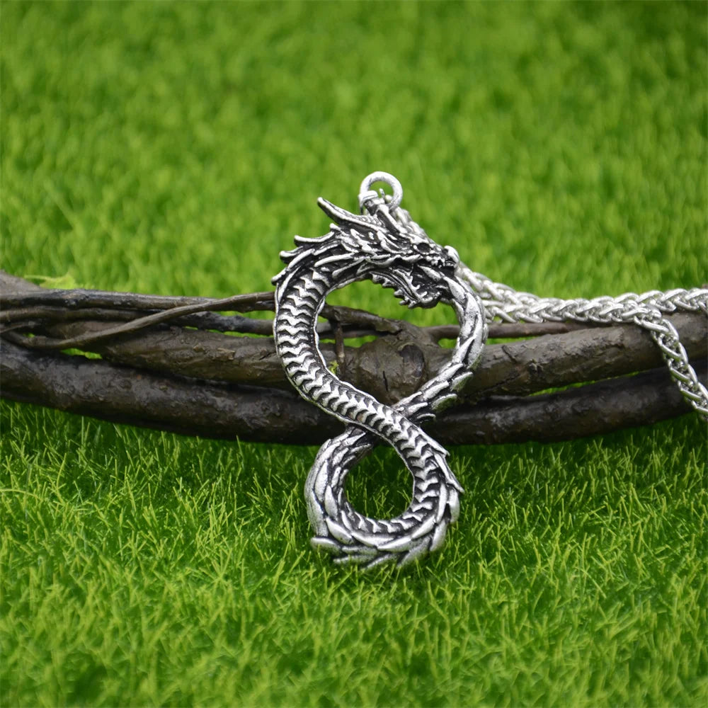 Vintage Dragon Necklace Pendant Gothic Accessories Amulet Viking Runes Jewelry Necklace Women Men