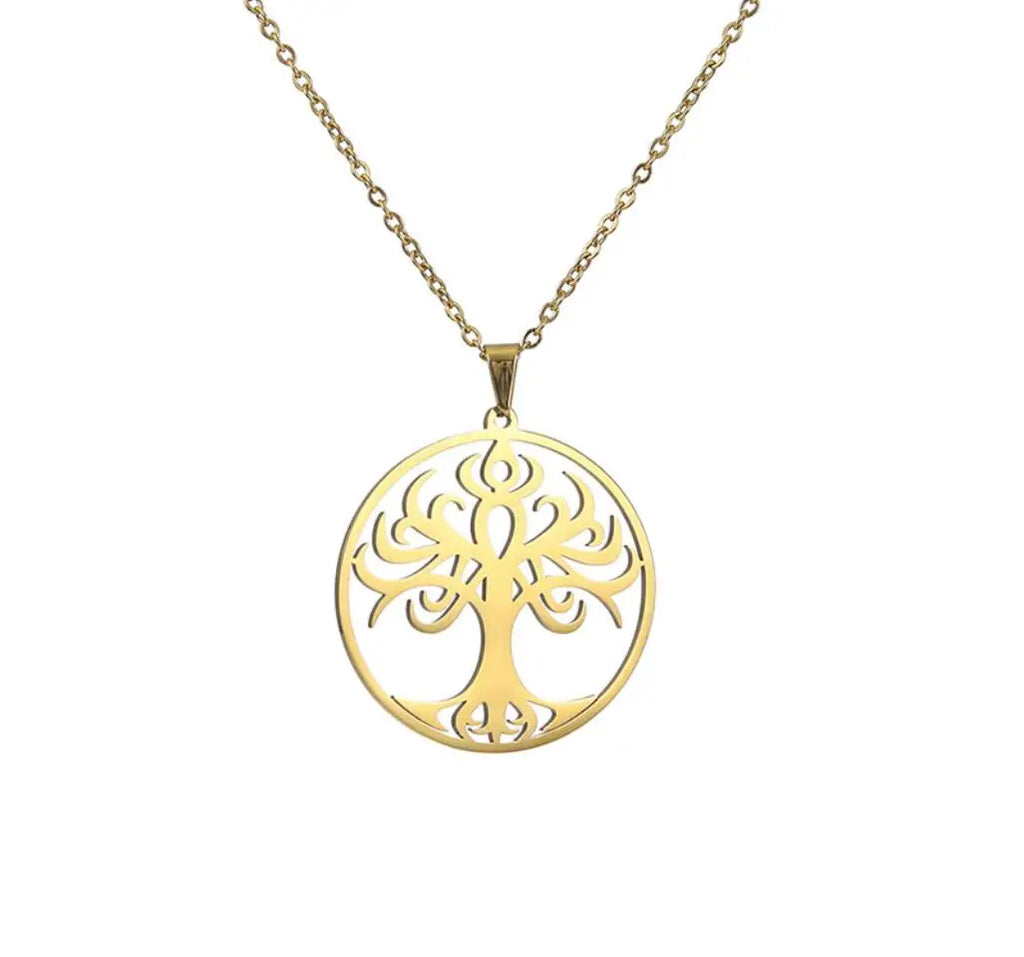 1PC Stainless Steel Jewelry Chain Necklace For Women Men Accessories Tree Of Life Pendant Charm Necklace